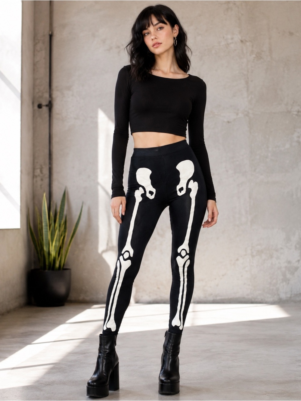 H&M Divided Skeleton Bone Print Leggings Size M